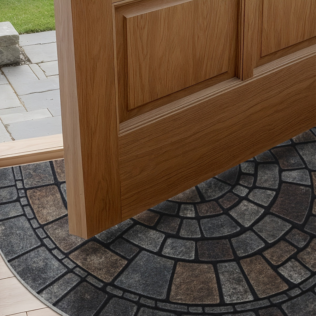 Half-Circle Mosaic Door Mat for Indoor & Outdoor