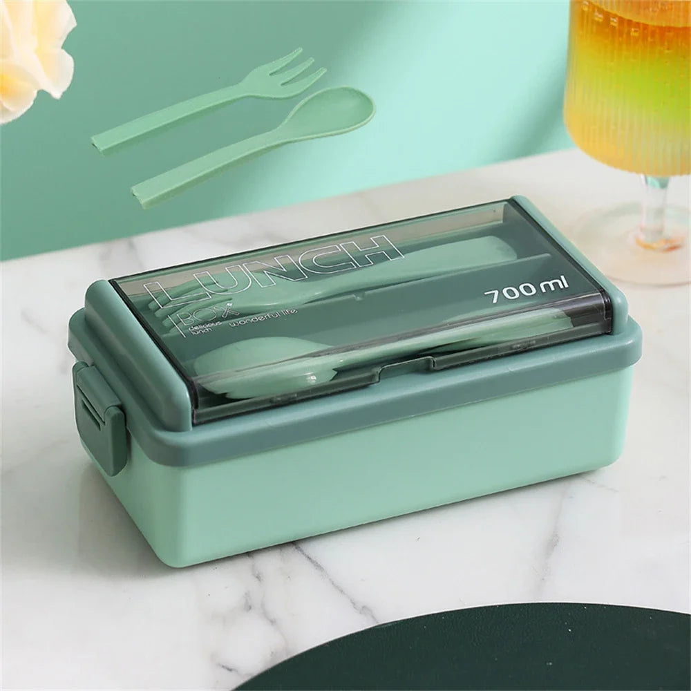 1400ml Double Layer Bento Box with Fork & Spoon