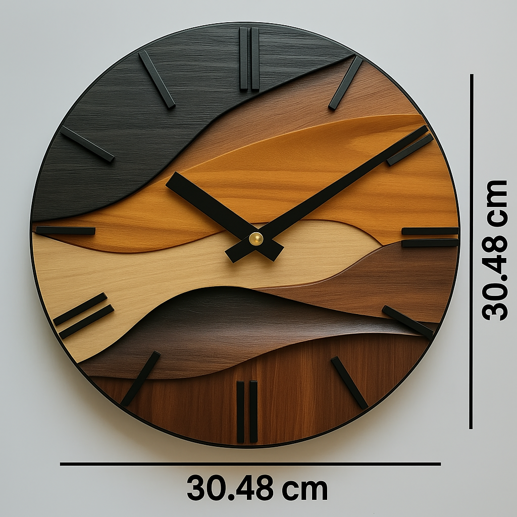 Artistic Nordic Faux Wood Grain Wall Clock