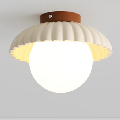 Iron Hallway Flush Mount with Frosted Globe
