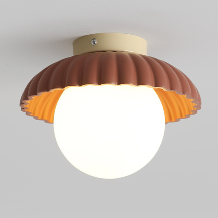 Iron Hallway Flush Mount with Frosted Globe