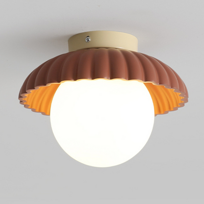 Iron Hallway Flush Mount with Frosted Globe
