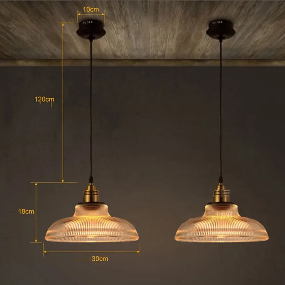 LumiVibe Ribbed Glass Brass Pendant Light