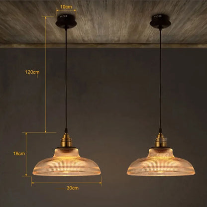 LumiVibe Ribbed Glass Brass Pendant Light