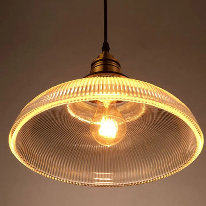 LumiVibe Ribbed Glass Brass Pendant Light