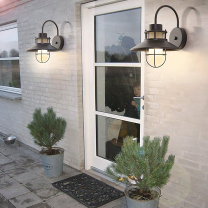 Felix Industrial Caged Outdoor Wall Lamp