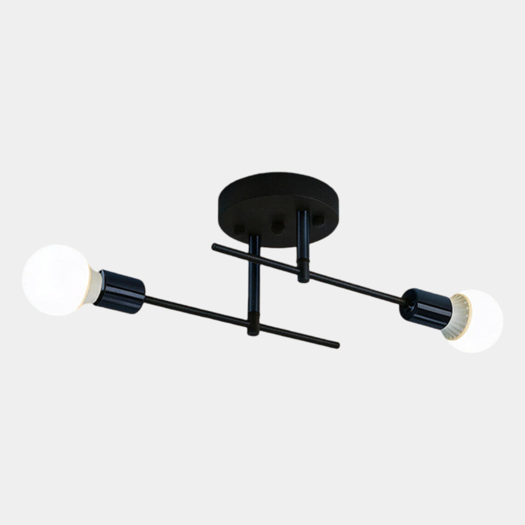 Modern 2-Light Black & Gold Flush Mount Chandelier