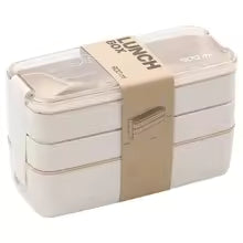 EcoStack 3-Tier Wheat Straw Bento Lunch Box