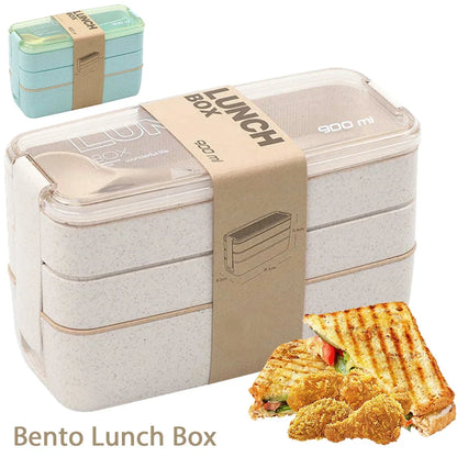 EcoStack 3-Tier Wheat Straw Bento Lunch Box