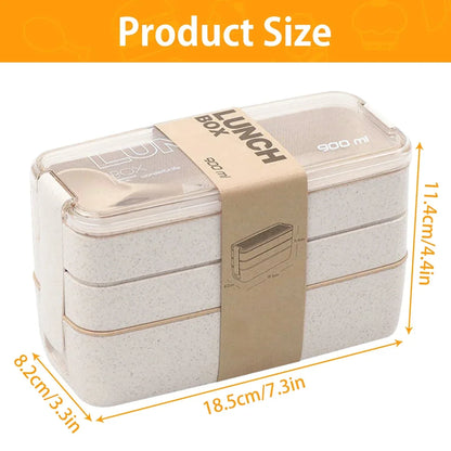 EcoStack 3-Tier Wheat Straw Bento Lunch Box