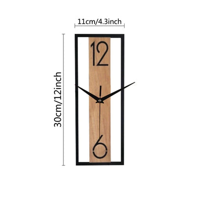 Slim Rectangular Wood Grain Wall Clock
