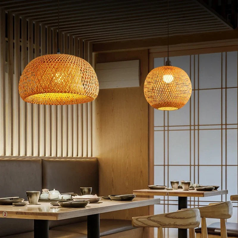 Natural Bamboo & Rattan Handwoven Pendant Lamp