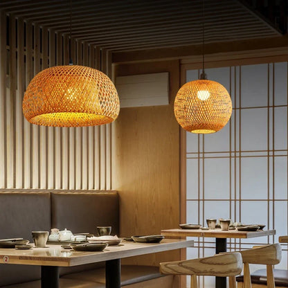 Natural Bamboo & Rattan Handwoven Pendant Lamp