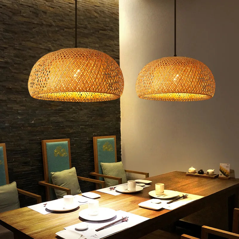 Natural Bamboo & Rattan Handwoven Pendant Lamp
