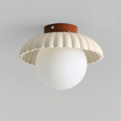 Iron Hallway Flush Mount with Frosted Globe