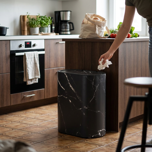 Marble Pattern Trash Can