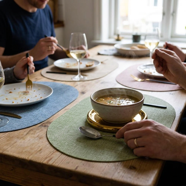 LinoMat Oval Faux Leather Placemats