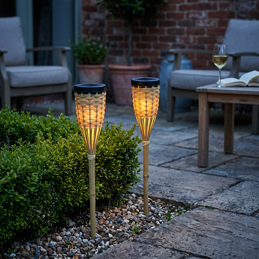 Solar Bamboo Flame Lights (2-Pack)