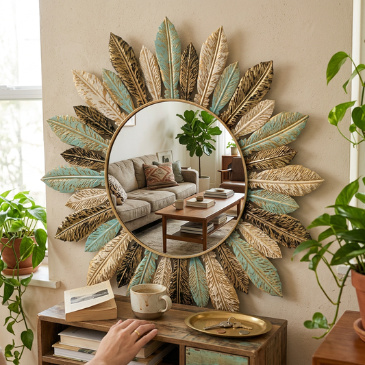 Bohemian Sunburst Metal Wall Mirror