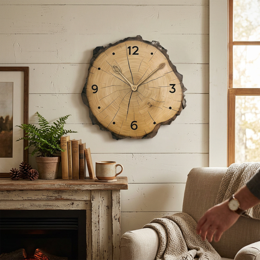 Rustic Wood Slice Wall Clock