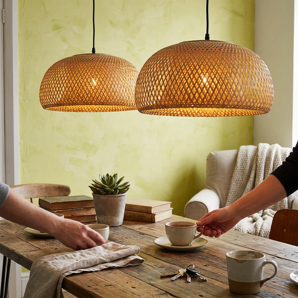 Natural Bamboo & Rattan Handwoven Pendant Lamp