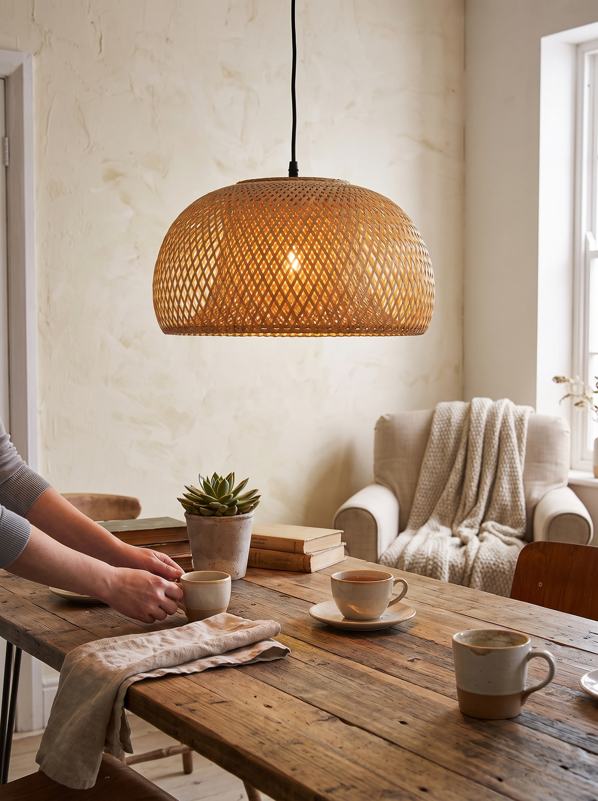 Natural Bamboo & Rattan Handwoven Pendant Lamp image 2