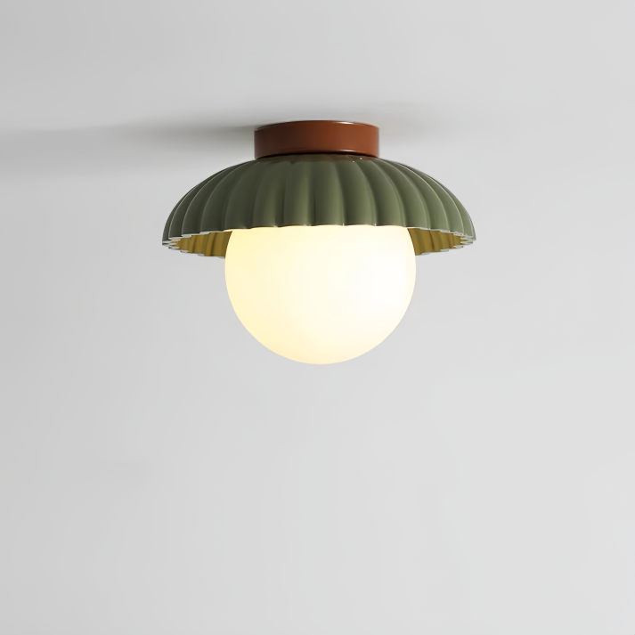 Iron Hallway Flush Mount with Frosted Globe