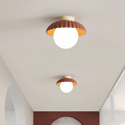 Iron Hallway Flush Mount with Frosted Globe